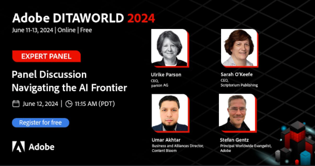 Panel discussion Adobe DITAWORLD 2024 with Ulrike Parson